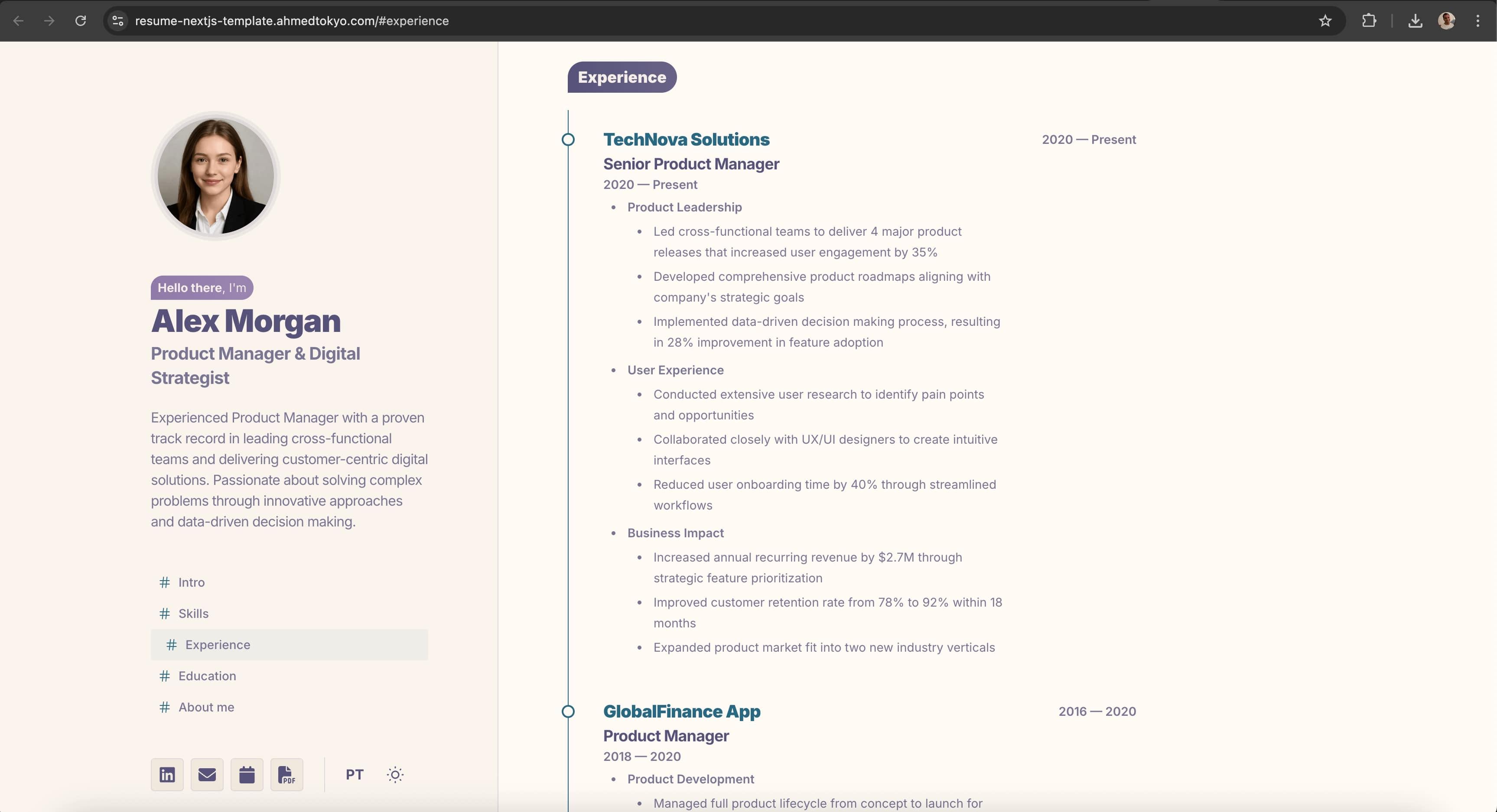 📝 Modern Resume Template with Next.js cover